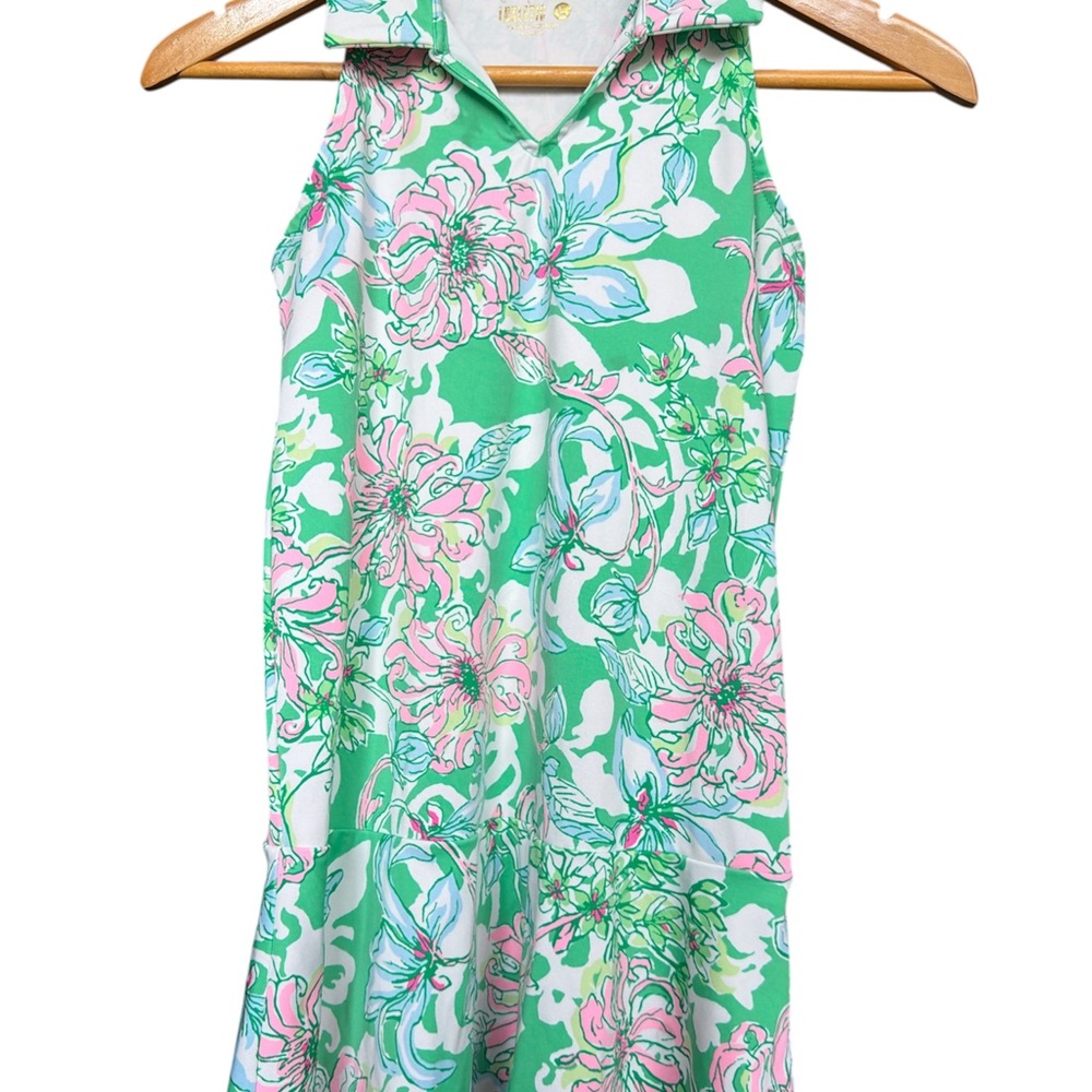 Lilly Pulitzer Luxletic Green and Pink Tennis Dress with shorts- Youth Large